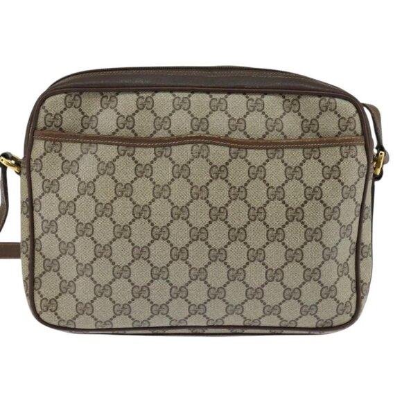 GUCCI GG Supreme Web Sherry Line Shoulder Bag PVC Beige Red Auth - Picture 3 of 15